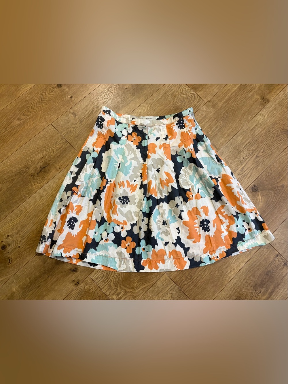 Merona Women’s A-Line Floral Multicolor Woven Cotton Zip Skirt 10